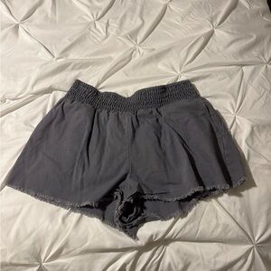Gray Smocked Waist Shorts
